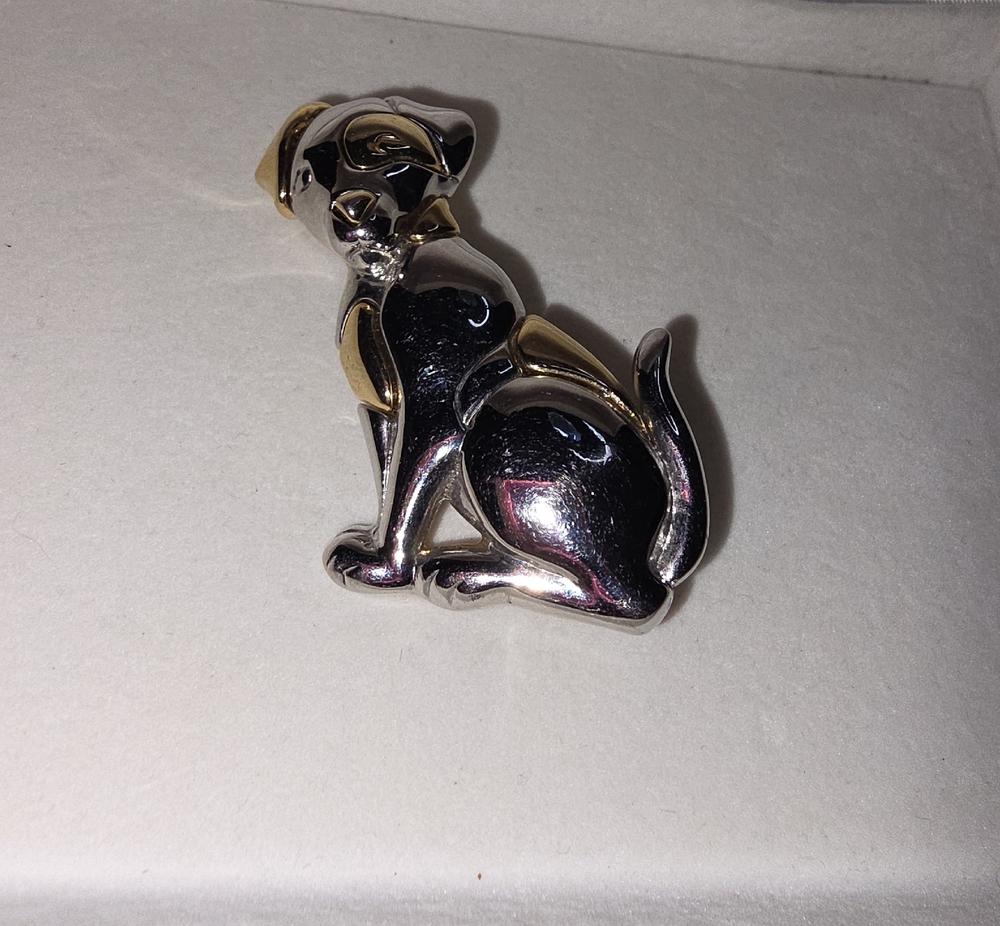 Liz Claiborne Two-Tone Cat Brooch in Silver and Gold